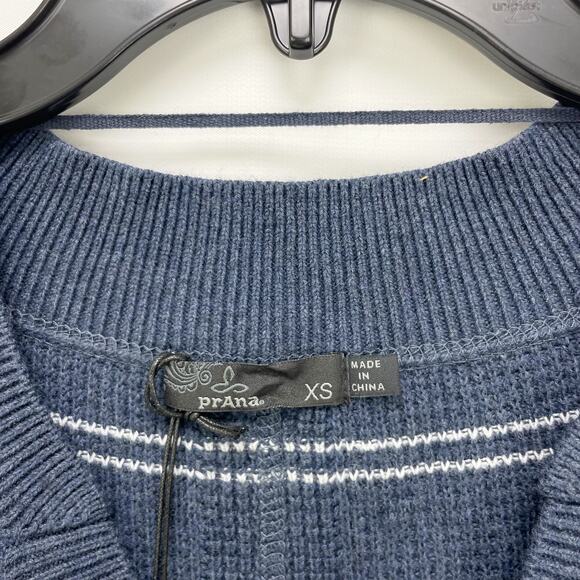 prAna Womens Milani Henley Dress XS Blue White Nautical Stripe Waffle Knit NWT - Picture 6 of 9